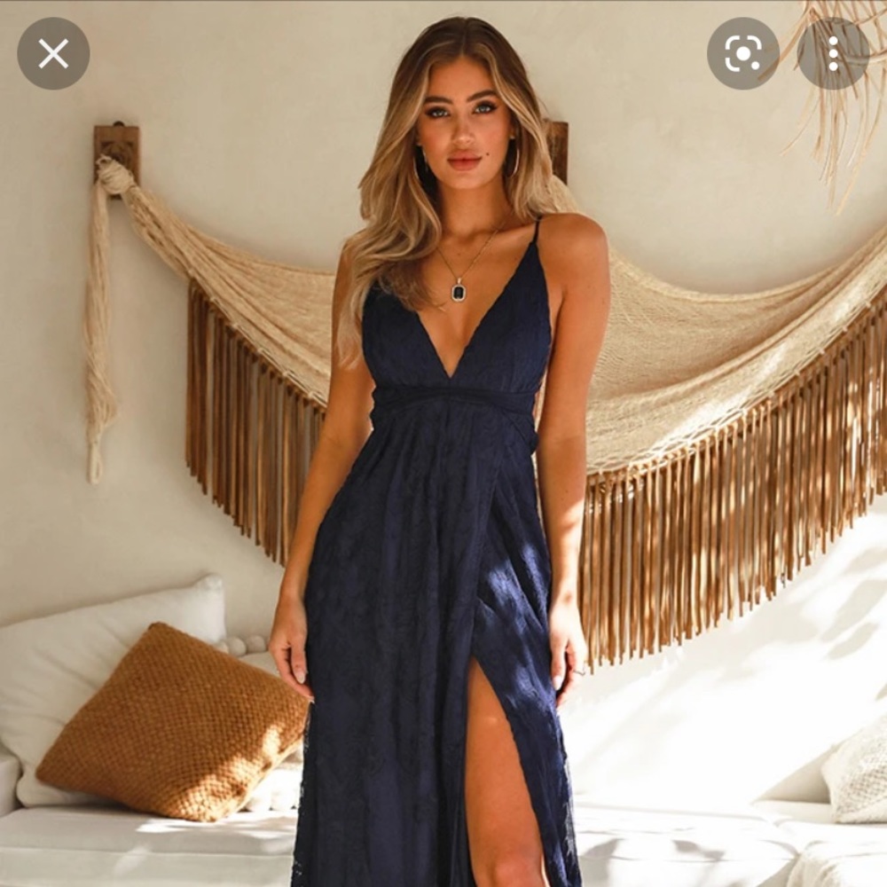 Navy blue, lace maxi dress
